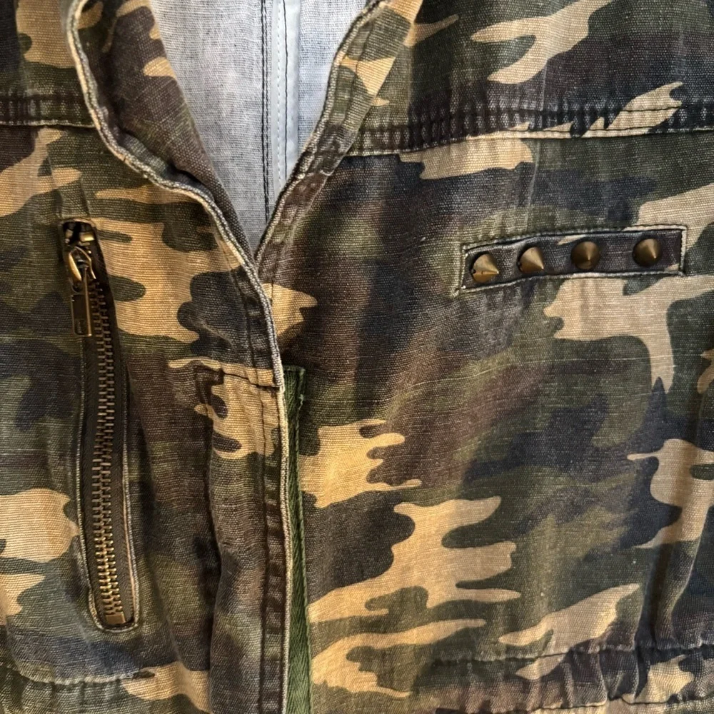 Toska Women's Green Camouflage Utility Jacket Sz Small 100% Cotton